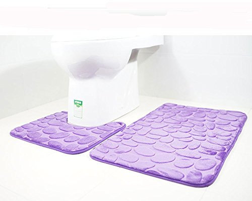 Paramount City Sockel und Badematten-Sets, 2 Stück Luxus saugfähig 100% Memory Foam Badezimmer Matten Sets und rutschfeste Gummi hinterlegt Toilette Sockel Matten (Lila)