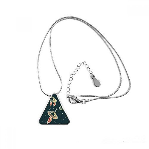 Universum und Alien UFO Dreiecks-Anhänger Halskette Schmuck mit Kette Dekoration Geschenk