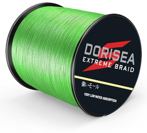 Dorisea, lenza da pesca intrecciata Extreme Braid in 100% Pe, lunghezza 300 metri, test 2,7-136 kg (verde fluorescente, 136,1 kg/1,0 mm (8 fili))
