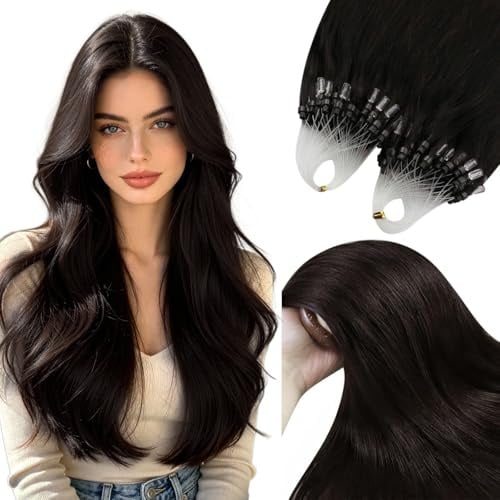 YoungSee Micro Loop Hair Extensions Brown 24 inch 50g 50s Long Straight | Micro Bead Hair Extensions Deep Brown,Pre Bonded Remy Human Hair Extensions,for Salon,Long Straight Hair,Fuller Look