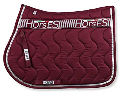 Horses, Schabracke Gloss, Weiche und Widerstandsfähige Schabracke, Unverzichtbar, um das Pferd vor Traumata und Übermäßigen Stößen zu schützen, Nüchtern und Elegant (Bordeaux, Full)
