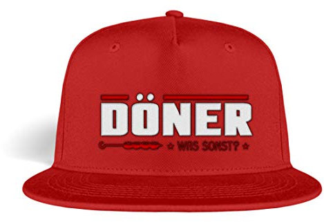 Galeriemode Döner was sonst Basecap mit Spruch Bestickt lustig Kappe Snapback - Kappe -OneSize-Rot
