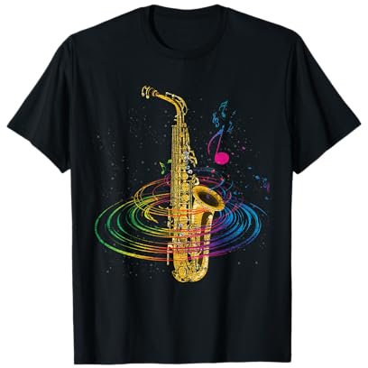 Jazz Musik Notenschlüssel Geschenk Saxophon T-Shirt