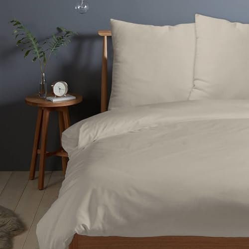 Pizuna 400 Fadenzahl aus Baumwolle Bettwäsche Einfach Taupe,100% Langstaple Baumwolle Bettbezug und Kissenbezug, 100% Baumwolle Mako Satin 3-Teilig Bettwäscheset 200x210 + 65x65 Einfach Taupe