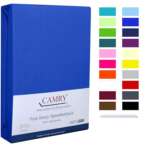 Camry Boxspringbett & Wasserbett Spannbettlaken 180x200-200x220cm Royalblau für Matratzen bis 35cm Matratzenhöhe Baumwolle Oeko-Tex 100