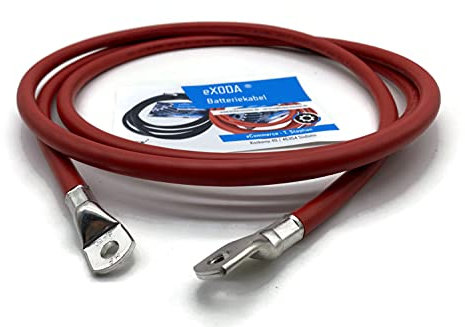 eXODA Cavo da batteria di 2,5m Cavo di alimentazione da 50 mm² in rame con estremità ad anello M8