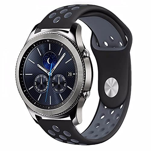 Cinturino Sportivo Bicolor per Garmin Forerunner 245/245 Music/Vivoactive 3 Music/Vomove HR/Forerunner 645 Music Silicone HQ, Impermeabile e Resistente, Nero/grigio chiaro, Resistente, morbido