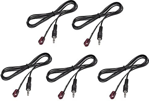 sourcing map IR Infrared Emitter Extension Cable 4.9ft Long 45 Degree Emission Angle 3.5mm Jack Single Red Head 5pcs