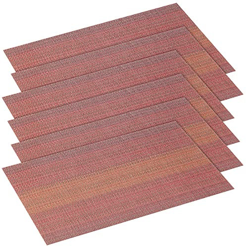 Rosenstein & Söhne Platzdeckchen abwaschbar: 6er-Set abwaschbare Tischsets in ansprechender Web-Optik, 45 x 30 cm (Platzsets, Tischsets Kunststoff, Tischdecke)