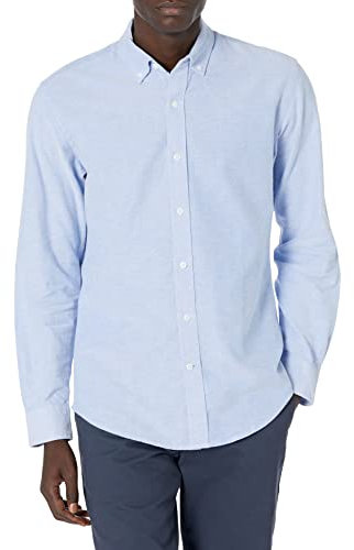 Amazon Essentials Camicia a Maniche Lunghe in Tessuto Oxford Elasticizzato dalla vestibilità Standard (Disponibile in Taglie Extra Forti) Uomo, Azzurro Polvere, L