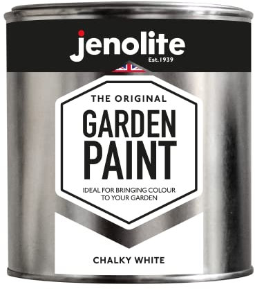 JENOLITE Garden Paint - Chalky White - Ideal for Garden Furniture & Ornaments - use on wood, metal, plastic, stone, ceramic - 1 Litre (RAL 9016)