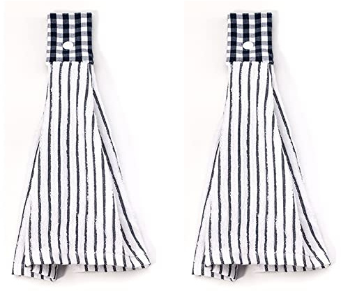 Volicph 2 Stücke Küchenhandtücher Hängendes Handtuch Hoch Saugfähige Ultraweiche Handtücher Geschirrhandtücher Baumwollhandtuch für die Küche mit Praktischem Knopf zum Aufhängen Tea Towels Hand Towel
