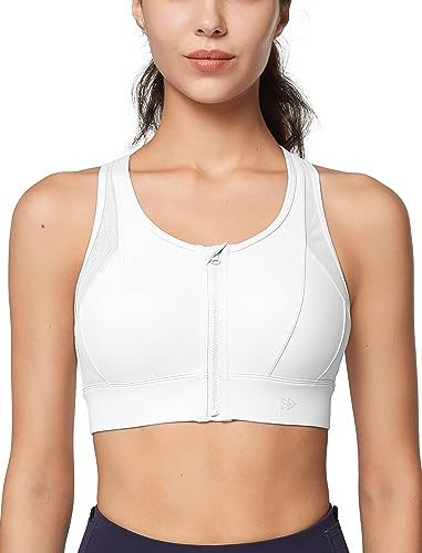 Yvette Starker Halt Sport BH Vorderverschluss Mesh Rücken | Große Brüste,Raceback,Ohne Bügel,Lauf HIIT Fitness
