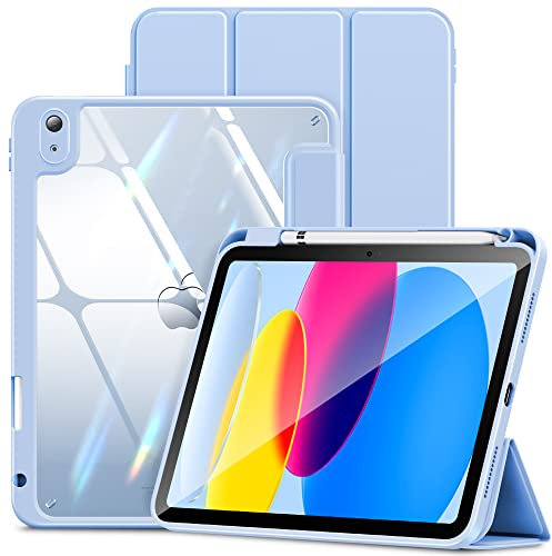 INFILAND Hülle für iPad 10. Generation mit Stifthalter Stoßfest Rahmen & Transparente Rückwand Anti-Schmutz Anti-Kratz Schutzhülle Kompatibel mit iPad 10th Generation 10.9 2022 (Hellblau)