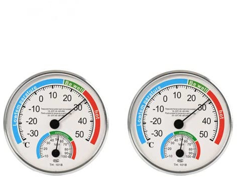 DAZZLEEX Termometro igrometro termo analogico con controllo del clima della stanza, temperatura interna ed esterna, display LCD, 2 pezzi