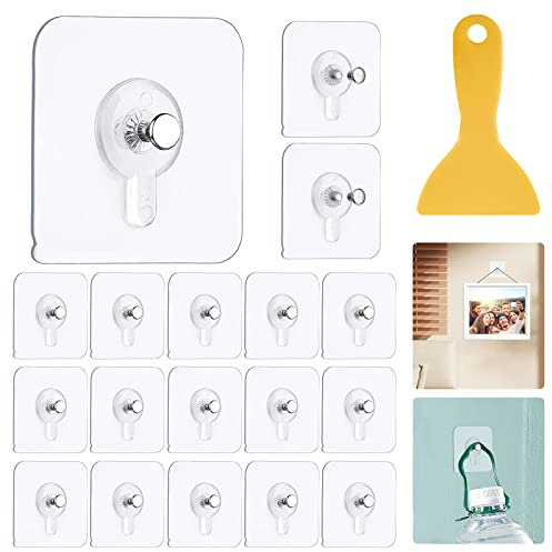 Lot de 18 Adhesif Accroche Tableau Sans Percer, Accroche Cadre Fixation Cadre Sans Percer Adhésif Crochets pour Accroche Cadres Photo, Miroir, Art Mural, Lumières Décoratives, Sans Trou