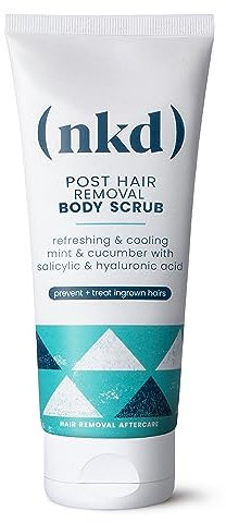 (nkd) Exfoliating Body Scrub - Smoothing Mint & Cucumber - Post-Waxing Exfoliator Treatment for Ingrown Hair - Body Scrub for Pubic Area - Waxing Exfoliant - 200g