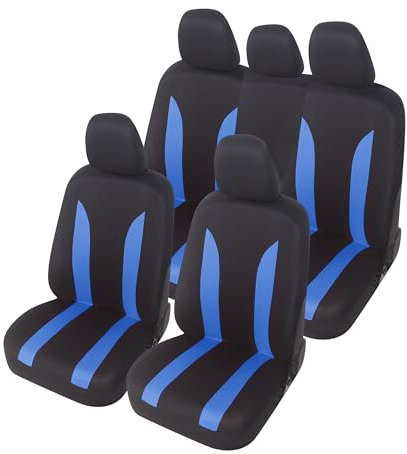 Auto Accessori Lupex - Copri sedili Auto Universali LS09 | Colore Blu | Set Anteriori e Posteriori | Poliestere | No Suv