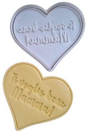Tagliabiscotti.it - Cuore Ti Voglio Bene Mamma! Cookies Cutter per Festa della Mamma Formina per pasta di zucchero o biscotti