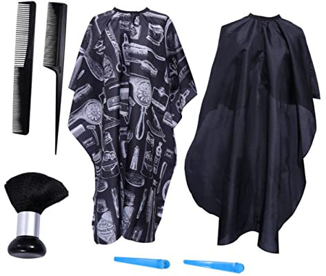 FOMIYES 7pcs Professional Hair Cutting Set with Barber Cape Durable Combs and Soft Brush for Hairdressing and Grooming Needs