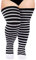 Moon Wood Oberschenkelhohe Socken für Damen, gestrickt, Baumwolle, extra lang, Halloween, Overknee-Socken, Beinstulpen, Schwarz und Weiß, Einheitsgröße