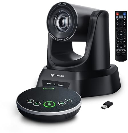 TONGVEO Conference Room Camera System with Bluetooth Microphone, 10X HDMI/USB PTZ Video Camera Kit for Meeting Education Church Works with Microsoft Teams, Zoom, OBS, PC(Cam+ Mic)