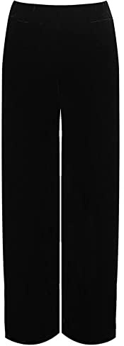 Damer plus storlek brett ben sammet palazzo elastisk midja byxor dam gatumode utsvängda breda ben stil ficka lätt velour sammet byxor UK 14-28, Svart, 38/40 SE