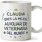 MUGFFINS Tazas Personalizadas para AUXILIAR DE VETERINARIA mujer - En Español - Mejor del Mundo - 11 oz / 330 ml - Regalo Personalizable original y divertido