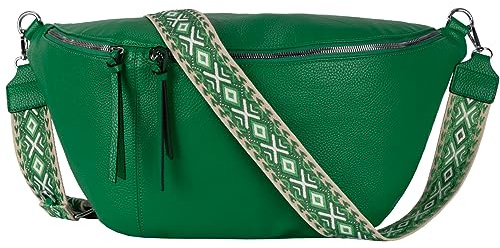 Bauchtasche Umhängetasche Crossbody-Bag Hüfttasche Kunstleder Italy-Design (Green)