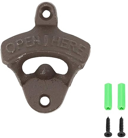 Wall Mounted Beer Bottle Opener Vintage Cast Iron Bottle Opener with Screw Bar Farmhouse Wall Ornament for Home Bars, Beer Coolers, Pub, Kitchen