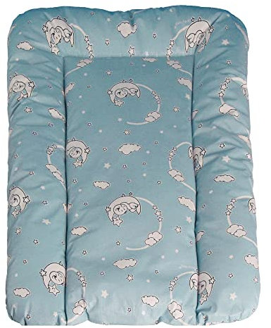 Baby'ness Wasserfest Wickelauflage - 50x70 cm - Hochwertig, Abwischbar, Leicht zu Reinigende - Erweitern Sie Ihren Wickelbereich mit Wickelunterlagen - Mond-Sternchen Blau