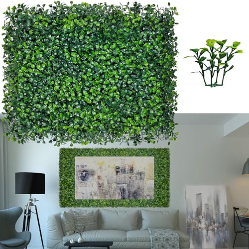 ODTORY Kunstrasen-Wandpaneele, 40,6 x 30,5 cm, 6P (8 m²), UV-Schutz, Buchsbaum-Hintergrund für drinnen und draußen, grüne Wanddekoration und Efeu-Zaun, Abdeckung für Privatsphäre