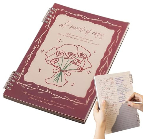 Binder Journal,Rose Binder Notizbuch - 60 Blatt Loseblatt-Ordner, nachfüllbares Reisetagebuch | B5 Vintage-Loseblatt-Ordner, nachfüllbares Reisetagebuch für Arbeitsplatz, Studenten, Tileze