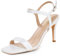 GENSHUO Sandaletten Damen mit Absatz, 8CM High Heel Peep Toe, Satin Sandalen Sommer Elegante Schuhe Party Prom Dress Slingback mit Knöchelriemen, Weißer Satin, 40 EU