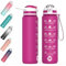 WHIPY 500ML Water Bottle with Straw - Leak-Proof & BPA Free Reusable Sports Bottle - Motivational Time Markings for Hydration Durable Drink Bottle for Gym, Sports, Outdoor, Cycling (Rose)