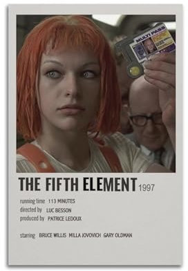 Zamou Leinwandposter The Fifth Element, Wandkunst, dekoratives Wohnzimmer-Poster, Schlafzimmer-Poster, 30 x 45 cm, ungerahmter Stil