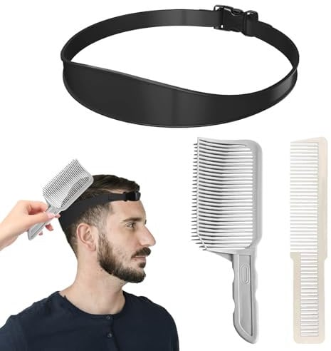 3Pcs Curved Fade Comb, Heat-Resistant Barber Combs, Hair Cutting Tools for Hairstyling, Hair Cutting Barber Guide Comb, Flat Top Comb for Men, Adjustable Fade Guide Haircut Band for Home Salon