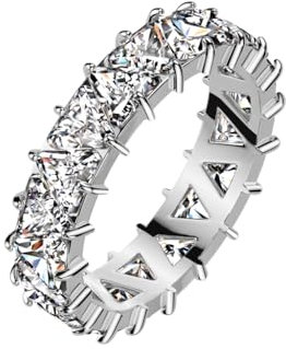 beyoutifulthings® Damen-Ring Zirkonia Dreieck-ig Silber Clear Edel-stahl 4,7-mm breit Band-Ring Eternity-Ring Herren-Ring 59 (18,8)