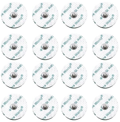 Tens Electrode Pads (16pcs) Round Self-Adhesive Electrodes with 3.5mm Stud Connection Targeted Pain Relief Compatible with Beurer, Sanitas Tens Devices