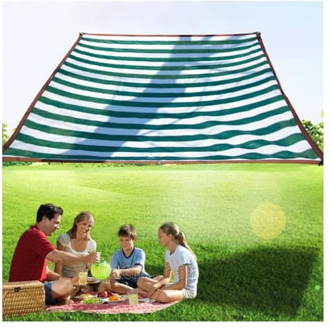 Grün-weiß Gestreiftes Schirmgeflecht Mit Löchern Shade Mesh Tarp Privatsphäre Anti-UV für Pergola, Balkon, Camping, Verschiedene Größen VagxTbs(5X6m)