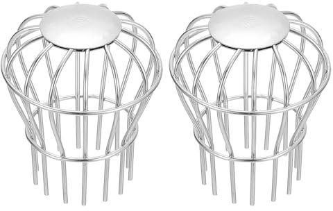 PATIKIL Protector de Canalón de 3 Pulgadas 2 Paquetes de Filtro de Tubo de Bajada de Acero Inoxidable 304 Tapa de Drenaje de Línea Antibloqueo Protector Redondo de Desagüe