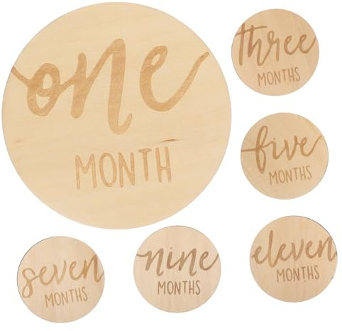 SHOWERORO 6 Stück Holz Meilensteinmarkierungen Für Babys Monatliche Meilensteinscheiben Babys Entwicklung Schilder