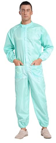 Xnihocha Men's Long Sleeve Protective Coverall Suit Anti-Static Dustproof Boiler Suit Uniform Workwear Light Green L