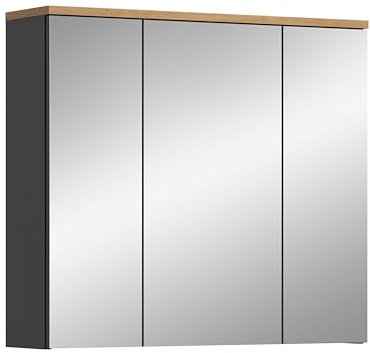 xonox.home Badezimmer Canu Spiegelschrank Badezimmerschrank Spiegel in Basalt grau Nb. /Artisan Eiche Nb., ca. 80x73x21 cm