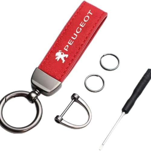 NHRGOKQC Porte-clés de Voiture Peugeot 205-1983-1998, Porte-clés en Cuir avec Logo, Porte-clés de Voiture en Cuir, Porte-clés de Plaque d'immatriculation personnalisé,C