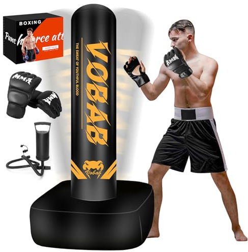 Schweres Boxen mit quadratischer Basis, Boxsack, Boxhandschuhe, Pumpe, Geschenk-Box für Zuhause, Fitnessstudio, MMA, Fitness, aufblasbarer Standboxsack