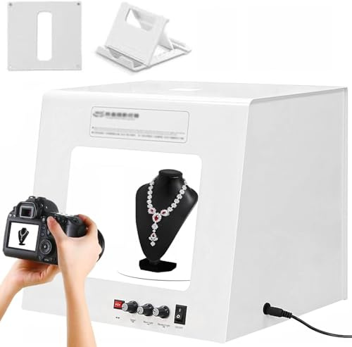 EXSHUING Dimmbares Led-Fotostudio-Lichtzelt Mit 4 Flimmerfreien LEDs, Einstellbarer Farbtemperatur (3000–5500 K), 360°-Drehteller, Ideal Für Schmuckfotografie, Videoaufnahmen Und 3D-Scans(TB30)