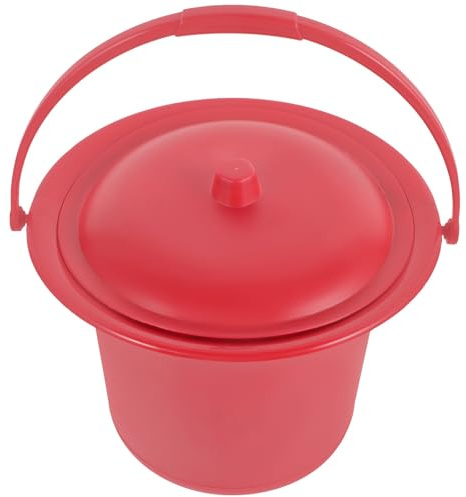GALPADA Pot de Chambre Adulte Rouge Léger en PP Stable avec Couvercle Pratique pour Usage Quotidien et Mariage