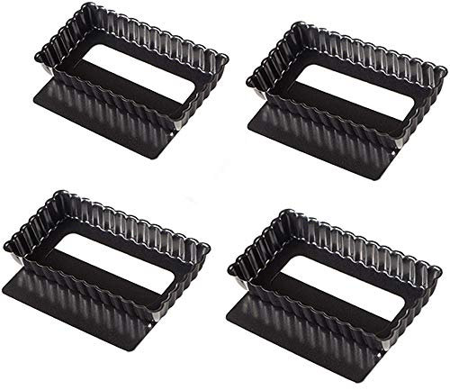 Webake 4 Pack Mini Tart Pans with Removable Bottom, Rectangular Baking Pan Non-Stick Cake Tin for Oven and Insta Pot Baking