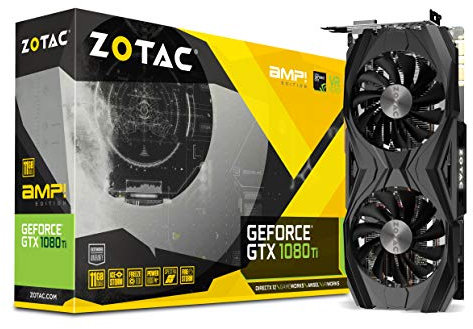 ZOTAC GeForce GTX 1080 Ti 11GB AMP! Grafikkarte (NVIDIA GTX 1080 Ti, 11GB GDDR5X, 352bit, Base-Takt 1569 MHz, Boost-Takt 1683 MHz, 11 GHz)